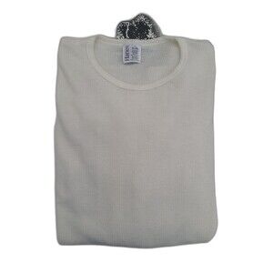 Vtg Hanes Waffle Thermal Knit Henley Shirt Pearl